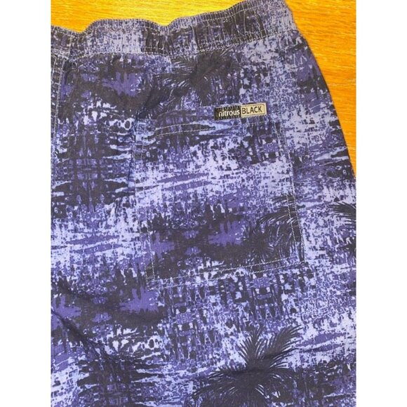 Mens Nitrous Black XL Board Shorts With Palm Tree Print Blue - Picture 5 of 5